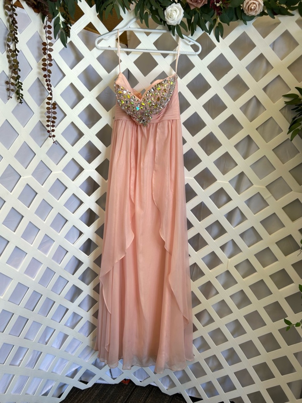 Bonny Bridal Pink Beaded Strapless Prom Dress Chiffon Formal Gown Size 4 Fairy